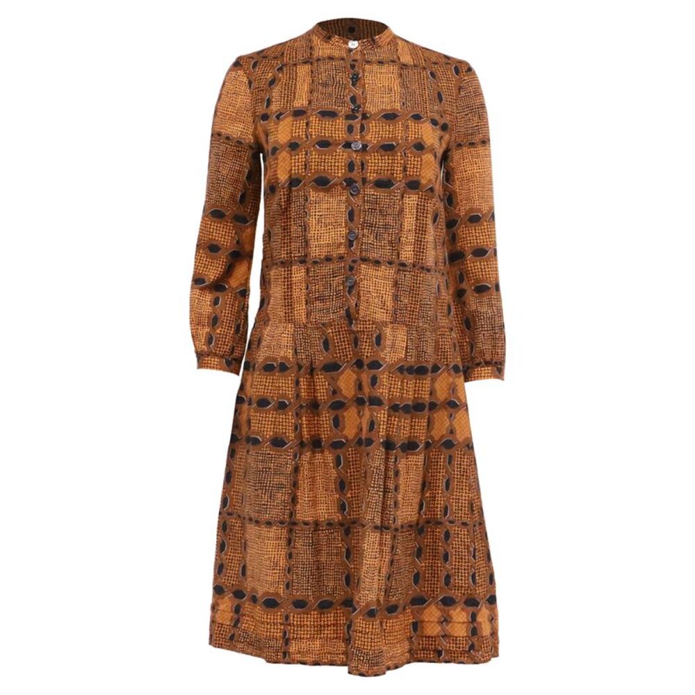 Burberry Brit Irenie Printed Midi Shirt Dress in Brown Cotton